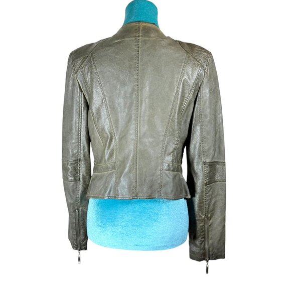 The Fillmore Olive Gray Vegan Leather Moto Jacket - Women’s Medium - Picture 5 of 12